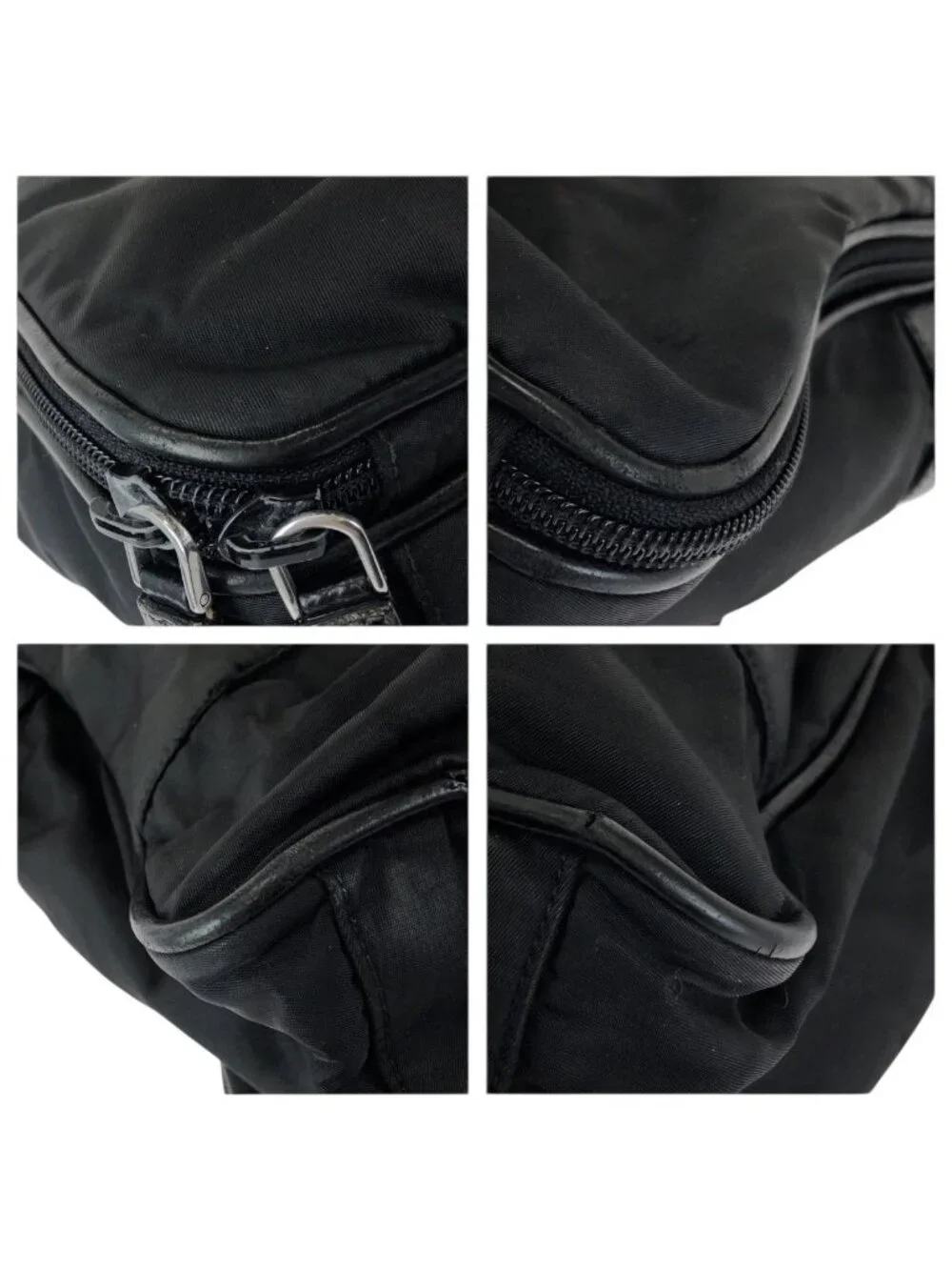 Prada Tessuto Saffiano Black Silver Nylon Leather Business Briefcase